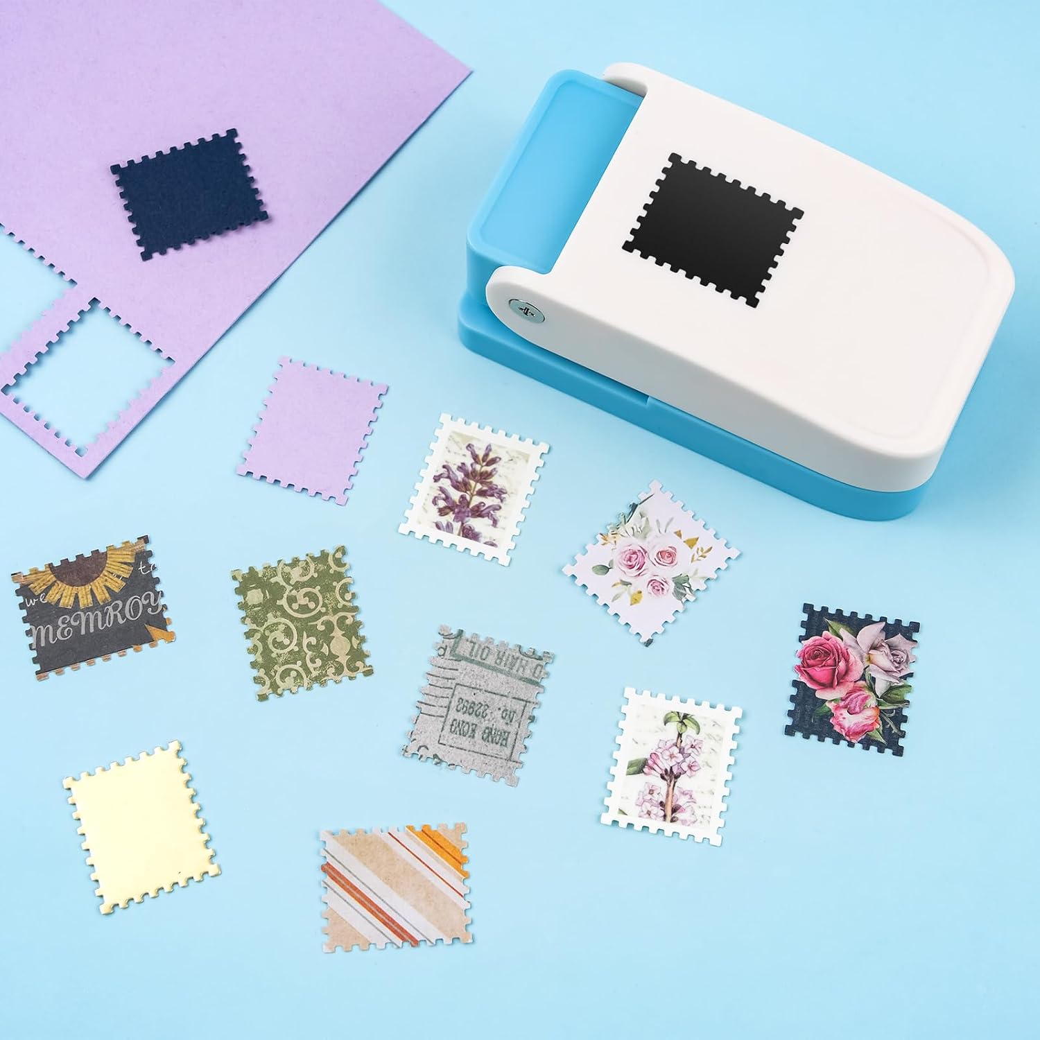 BAOFALI Stamp Punch. Stamp Puncher. 1X0.8inch Rectangular Postage Stamps Punches. Lever Paper Punches for Crafting.Craft Cutter Hole Puncher for Scrapbooking Journaling Card Making - Image 3